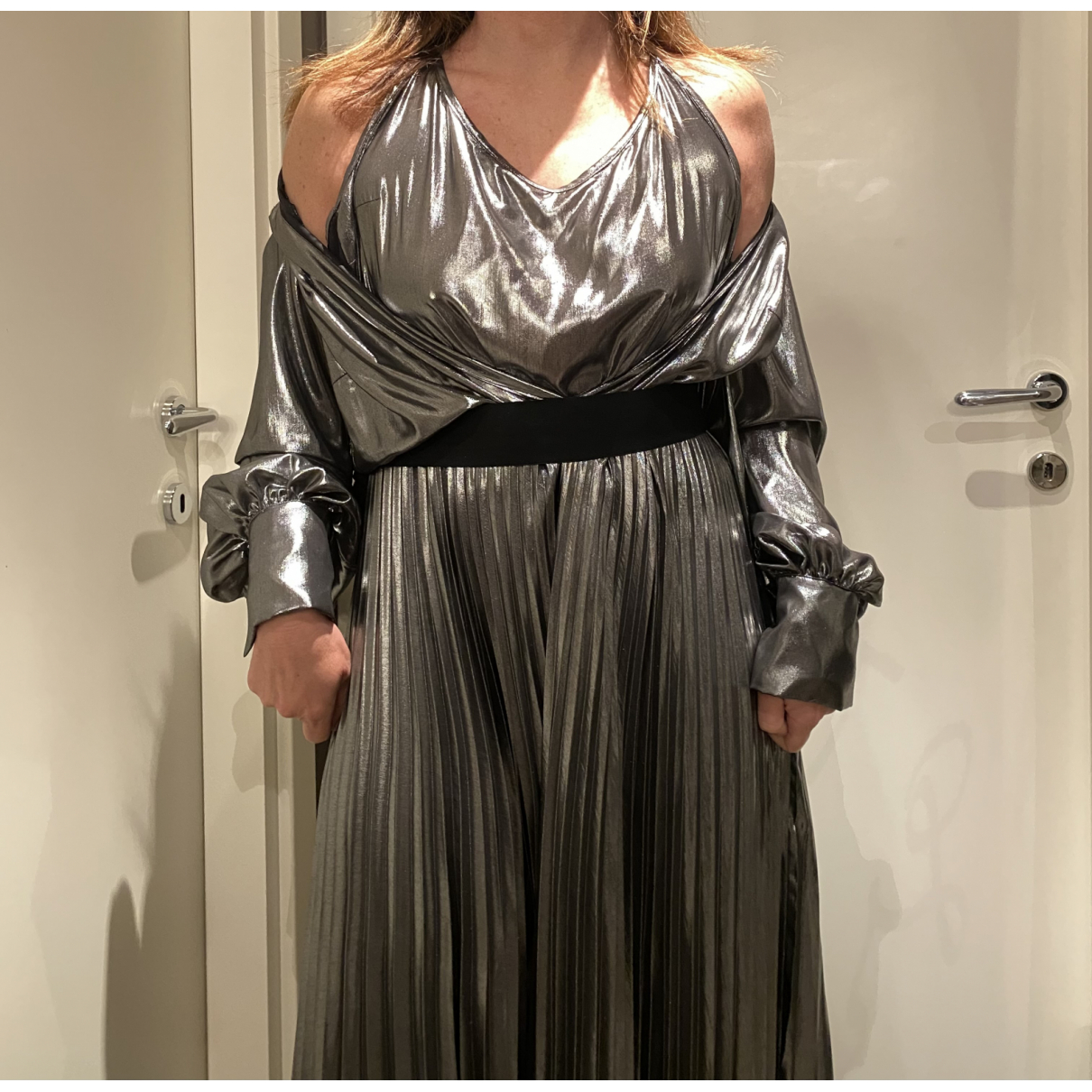 Maxi dress MARINA RINALDI Silver size 